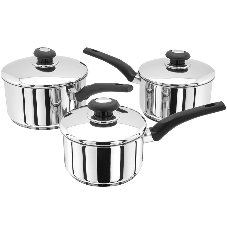 Judge Essentials, 3 Piece Stainless Steel Saucepan Set, 16/18/20cm